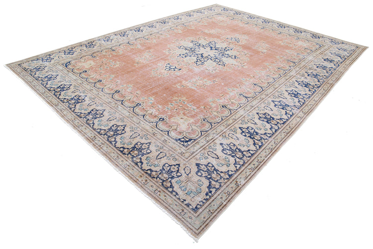 Hand Knotted Vintage Persian Tabriz Wool Rug - 9'8'' x 12'11''