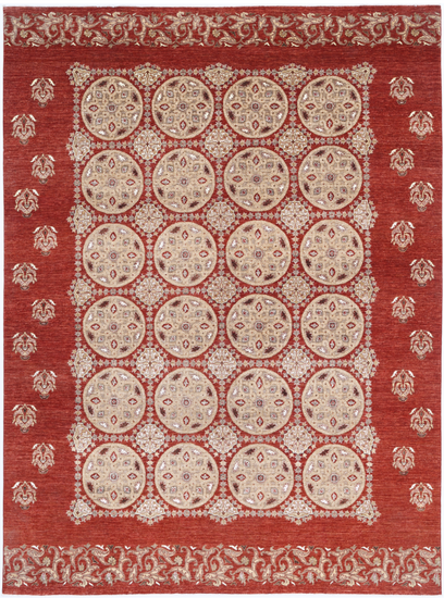 Hand Knotted Artemix Wool Rug - 8' 9" X 12' 0" 8' 9" X 12' 0" (267 X 366) / Rust / Wool