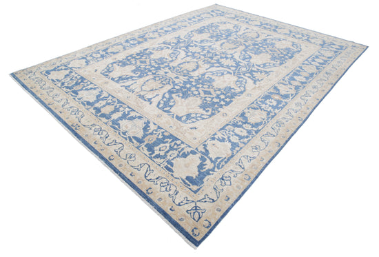 Hand Knotted Ziegler Wool Rug - 8' 6" X 11' 7" 8' 6" X 11' 7" (259 X 353) / Blue / Wool