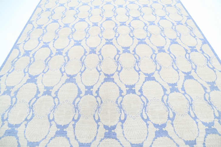 Hand Knotted Artemix Wool Rug - 8' 10" X 11' 5" 8' 10" X 11' 5" (269 X 348) / Blue / Wool