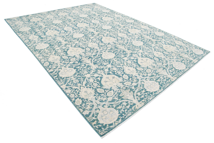 Hand Knotted Artemix Wool Rug - 8' 10" X 11' 11" 8' 10" X 11' 11" (269 X 363) / Green / Wool