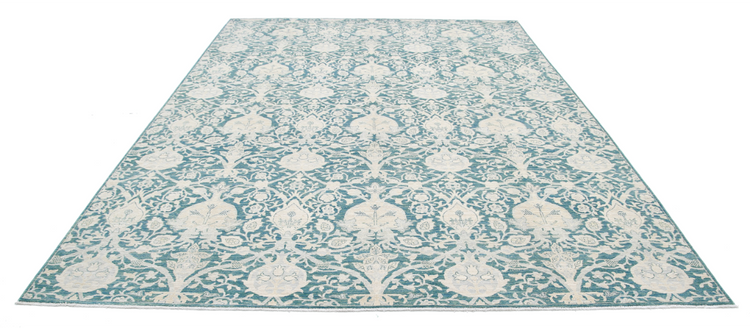 Hand Knotted Artemix Wool Rug - 8' 10" X 11' 11" 8' 10" X 11' 11" (269 X 363) / Green / Wool