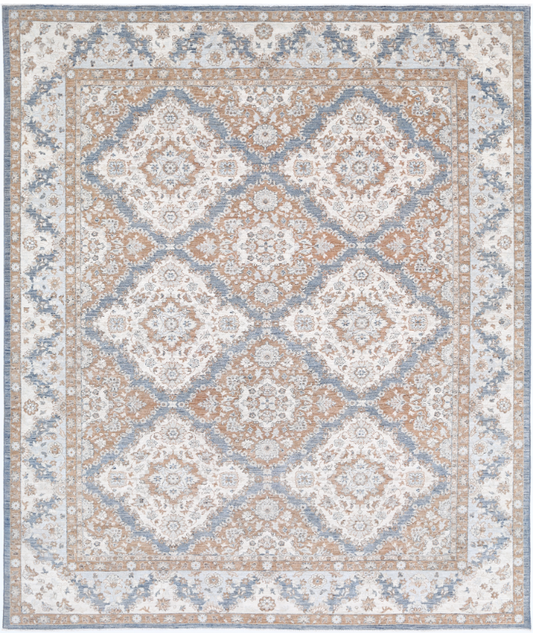 Hand Knotted Ziegler Wool Rug - 8' 1" X 9' 8" 8' 1" X 9' 8" (246 X 295) / Grey / Wool