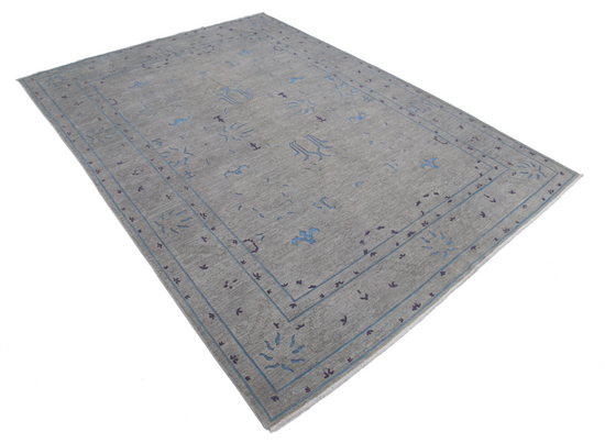 Hand Knotted Onyx Wool Rug - 6' 4" X 8' 9" 6' 4" X 8' 9" (193 X 267) / Grey / Wool