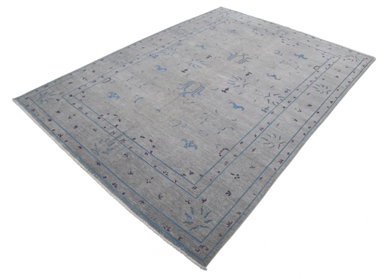 Hand Knotted Onyx Wool Rug - 6' 4" X 8' 9" 6' 4" X 8' 9" (193 X 267) / Grey / Wool