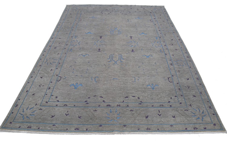 Hand Knotted Onyx Wool Rug - 6' 4" X 8' 9" 6' 4" X 8' 9" (193 X 267) / Grey / Wool