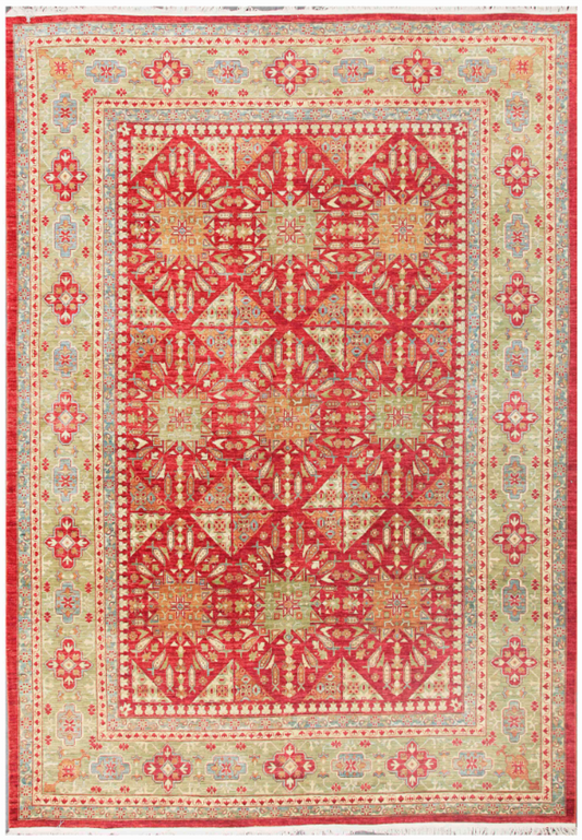 Hand Knotted Ziegler Wool Rug - 10' 4" X 14' 2" 10' 4" X 14' 2" (315 X 432) / Red / Wool