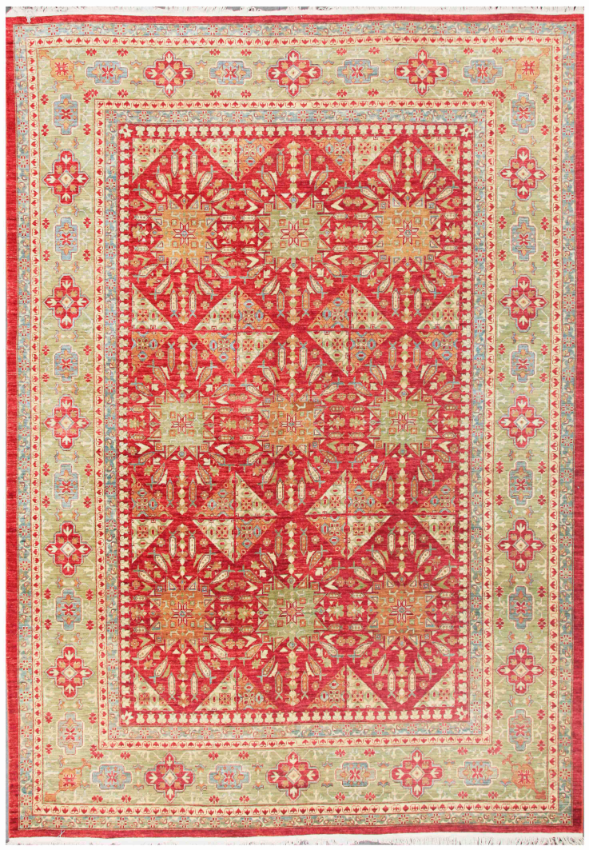 Hand Knotted Ziegler Wool Rug - 10' 4" X 14' 2" 10' 4" X 14' 2" (315 X 432) / Red / Wool