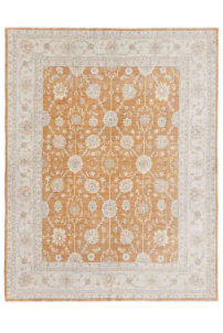 Hand Knotted Ziegler Wool Rug - 8' 0" X 10' 1" 8' 0" X 10' 1" (244 X 307) / Orange / Wool