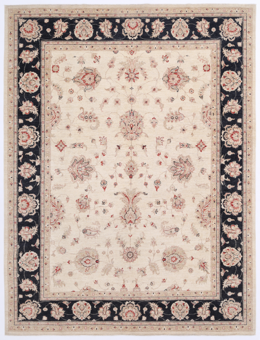 Hand Knotted Ziegler Wool Rug - 8' 1" X 10' 7" 8' 1" X 10' 7" (246 X 322) / Ivory / Wool