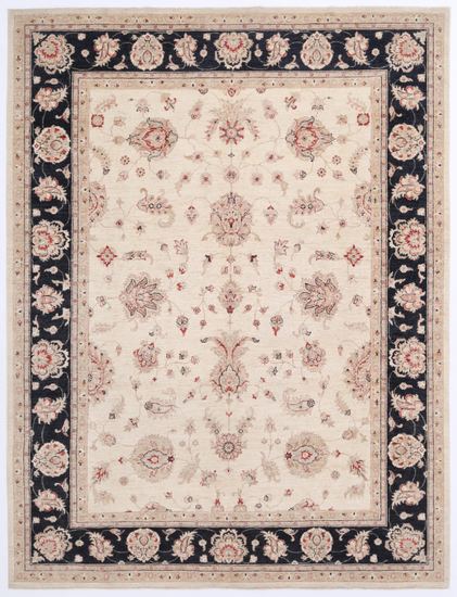 Hand Knotted Ziegler Wool Rug - 8' 1" X 10' 7" 8' 1" X 10' 7" (246 X 322) / Ivory / Wool