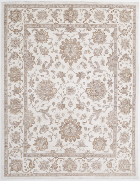 Hand Knotted Ziegler Wool Rug - 8' 0" X 10' 3" 8' 0" X 10' 3" (244 X 312) / Ivory / Wool