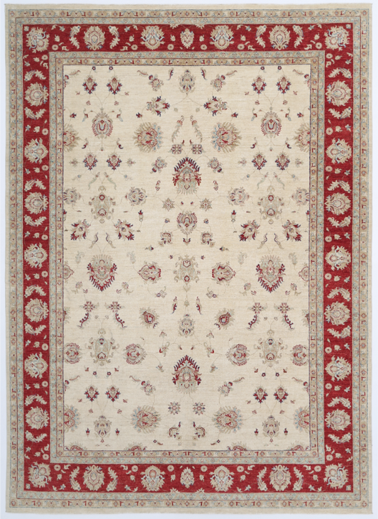 Hand Knotted Ziegler Wool Rug - 10' 0" X 13' 10" 10' 0" X 13' 10" (305 X 422) / Ivory / Wool