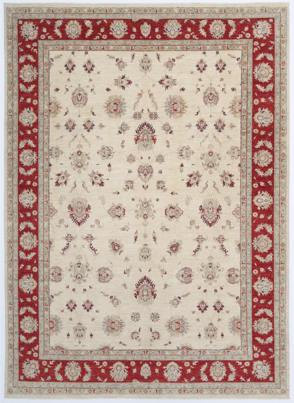 Hand Knotted Ziegler Wool Rug - 10' 0" X 13' 10" 10' 0" X 13' 10" (305 X 422) / Ivory / Wool