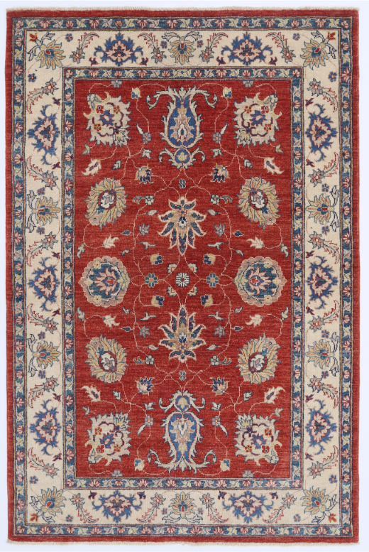 Hand Knotted Ziegler Wool Rug - 3' 11" X 6' 0" 3' 11" X 6' 0" (119 X 183) / Red / Wool