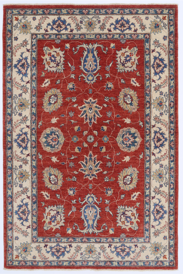 Hand Knotted Ziegler Wool Rug - 3' 11" X 6' 0" 3' 11" X 6' 0" (119 X 183) / Red / Wool