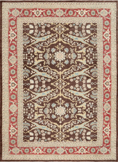 Hand Knotted Ziegler Wool Rug - 10' 2" X 14' 1" 10' 2" X 14' 1" (310 X 429) / Brown / Wool