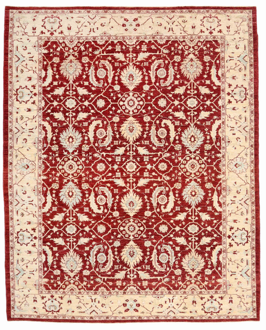 Hand Knotted Ziegler Wool Rug - 8' 2" X 10' 3" 8' 2" X 10' 3" (249 X 312) / Red / Wool