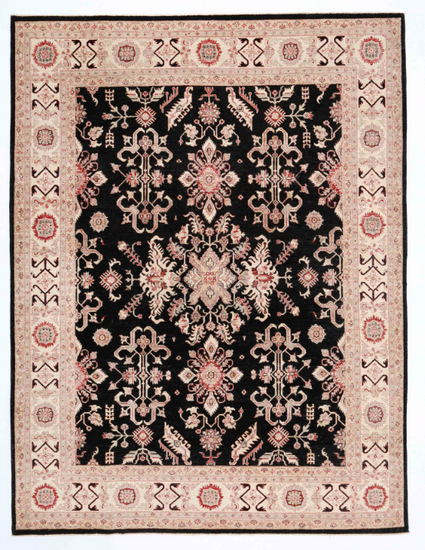 Hand Knotted Ziegler Wool Rug - 7' 1" X 10' 2" 7' 1" X 10' 2" (216 X 310) / Black / Wool