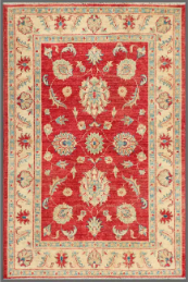 Hand Knotted Ziegler Wool Rug - 3' 3" X 4' 11" 3' 3" X 4' 11" (99 X 150) / Red / Wool