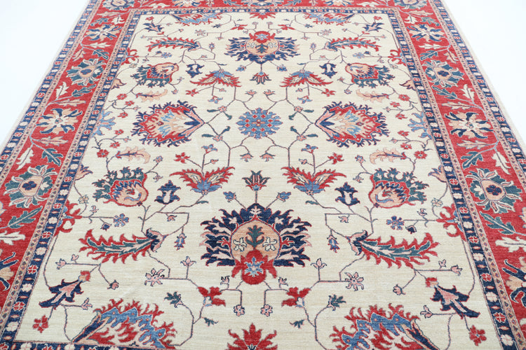 Hand Knotted Ziegler Wool Rug - 8' 1" X 9' 1" 8' 1" X 9' 1" (246 X 277) / Ivory / Wool