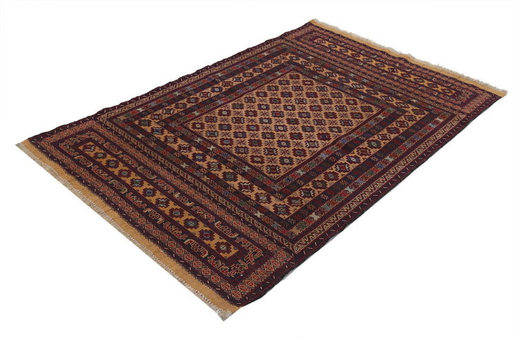 Hand Woven Maliki Wool Kilim Rug - 4'3'' x 6'4''
