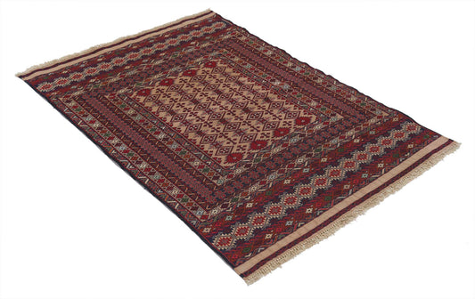 Hand Woven Maliki Wool Kilim Rug - 3'1'' x 4'7''
