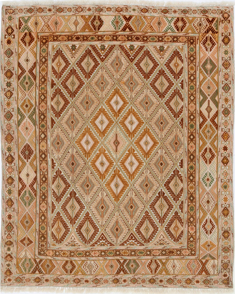 Hand Woven Nakhunak Wool Kilim Rug - 5'0'' x 6'0''