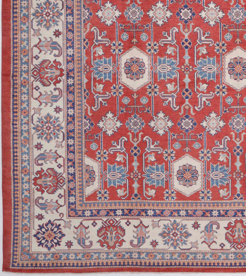 Tribal Hand Knotted Kazak Afzali Kazak Wool Rug of Size 12'3'' X 15'10'' in  and  Colors - Made in Afghanistan
