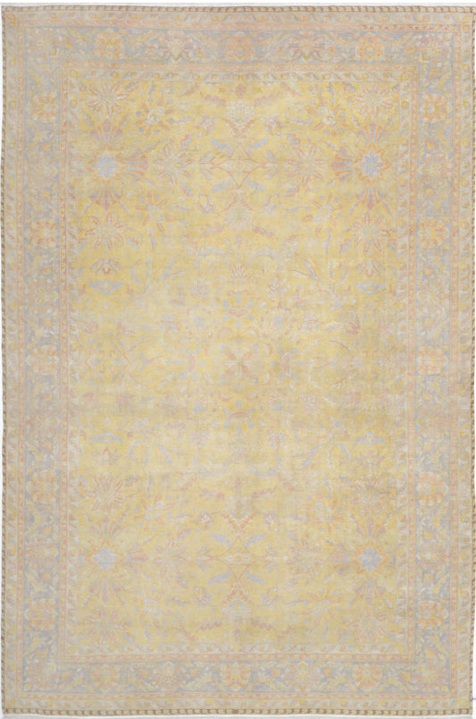 Traditional Hand Knotted Agra Agra Wool Rug of Size 12'0'' X 18'2'' in Gold and Grey Colors - Made in India
