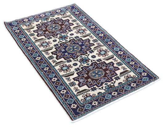 Persian Hand Knotted Ardabil Ardabil Wool Rug of Size 2'3'' X 3'6'' in Ivory and Blue Colors - Made in Iran