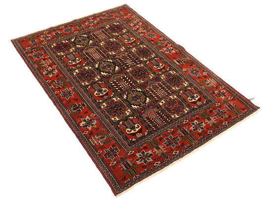 Tribal Hand Knotted Baluch Baluch Fine Wool Rug of Size 3'3'' X 4'8'' in Multi and Rust Colors - Made in Afghanistan