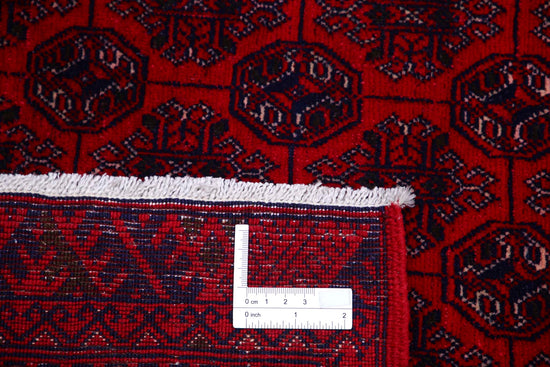 Tribal Hand Knotted Afghan Beljik Wool Rug of Size 6'6'' X 9'6'' in Red and Red Colors - Made in Afghanistan