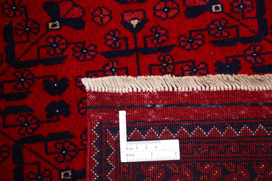 Tribal Hand Knotted Afghan Beljik Wool Rug of Size 6'7'' X 9'7'' in Red and Red Colors - Made in Afghanistan