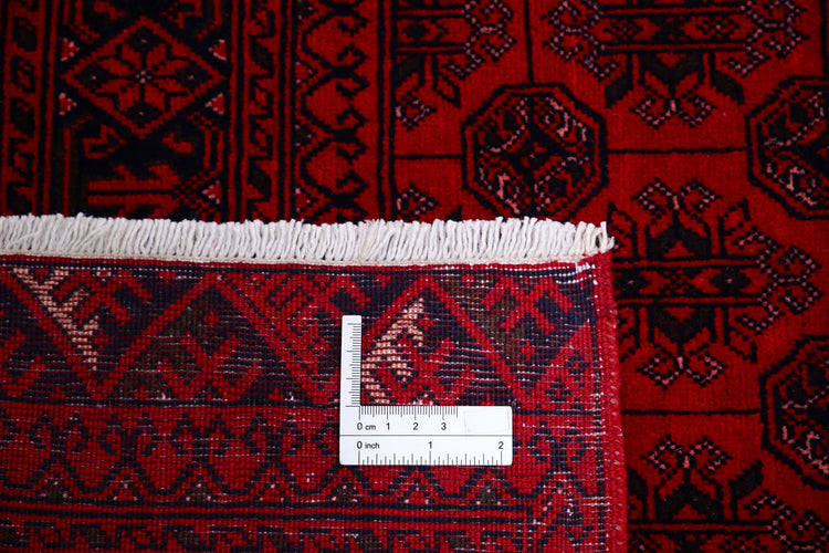 Tribal Hand Knotted Afghan Beljik Wool Rug of Size 6'6'' X 9'3'' in Red and Red Colors - Made in Afghanistan