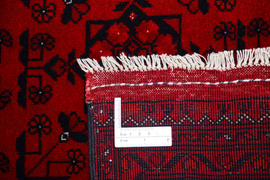 Tribal Hand Knotted Afghan Beljik Wool Rug of Size 5'2'' X 7'1'' in Red and Red Colors - Made in Afghanistan