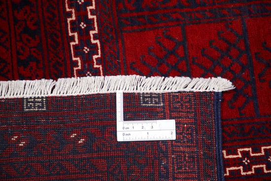 Tribal Hand Knotted Afghan Beljik Wool Rug of Size 5'2'' X 7'10'' in Red and Red Colors - Made in Afghanistan