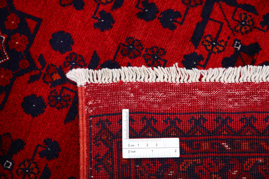 Tribal Hand Knotted Afghan Beljik Wool Rug of Size 5'6'' X 7'5'' in Red and Red Colors - Made in Afghanistan