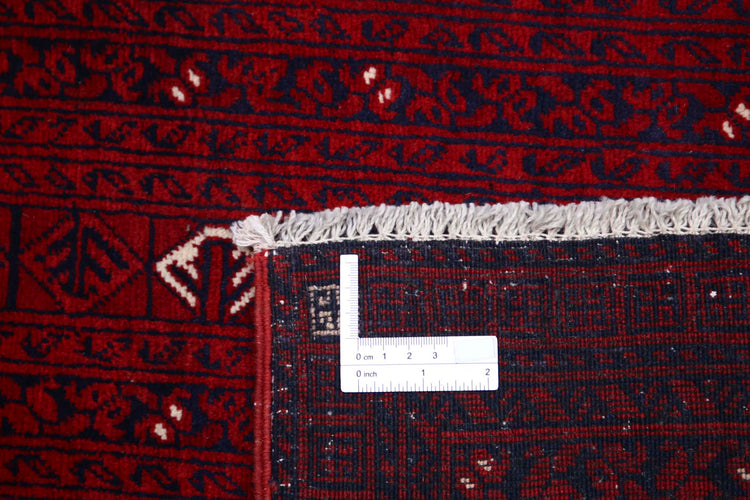 Tribal Hand Knotted Afghan Beljik Wool Rug of Size 5'4'' X 7'11'' in Red and Red Colors - Made in Afghanistan
