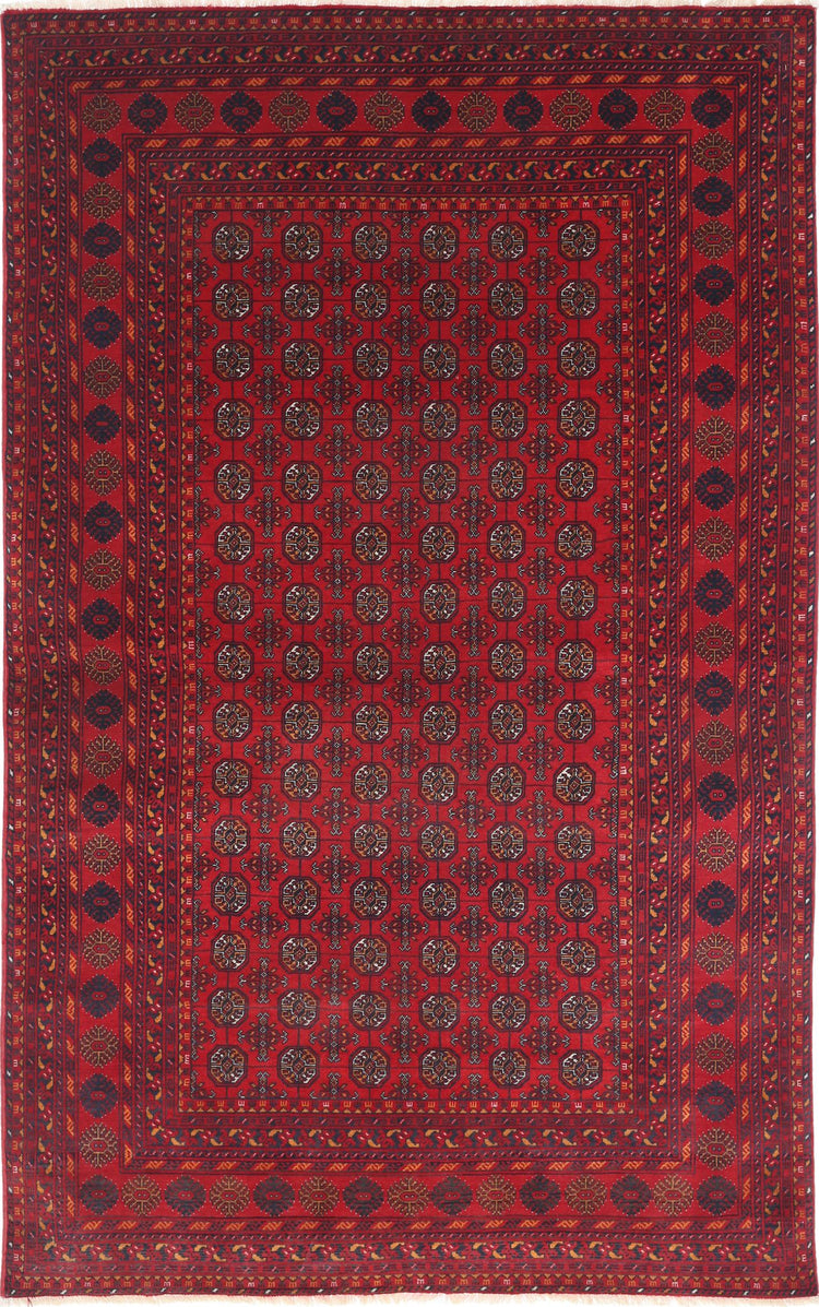 Tribal Hand Knotted Afghan Beljik Wool Rug of Size 3'11'' X 6'6'' in Red and Red Colors - Made in Afghanistan