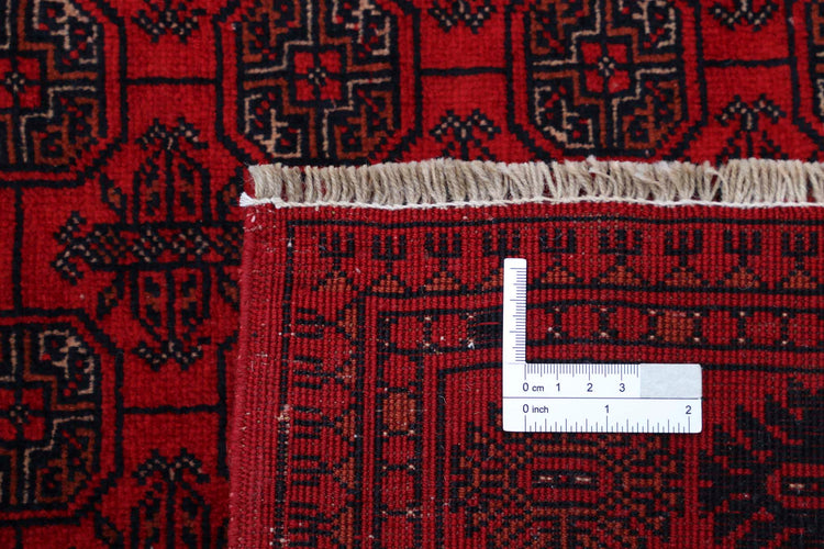 Tribal Hand Knotted Afghan Beljik Wool Rug of Size 3'4'' X 4'9'' in Red and Red Colors - Made in Afghanistan
