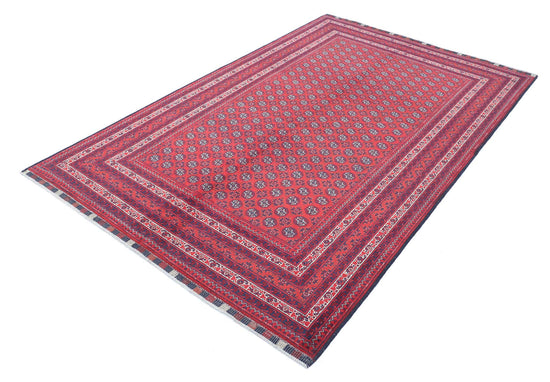 Tribal Hand Knotted Afghan Beljik Wool Rug of Size 4'11'' X 7'11'' in Red and Red Colors - Made in Afghanistan