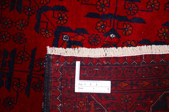 Tribal Hand Knotted Afghan Beljik Wool Rug of Size 2'8'' X 6'3'' in Red and Red Colors - Made in Afghanistan