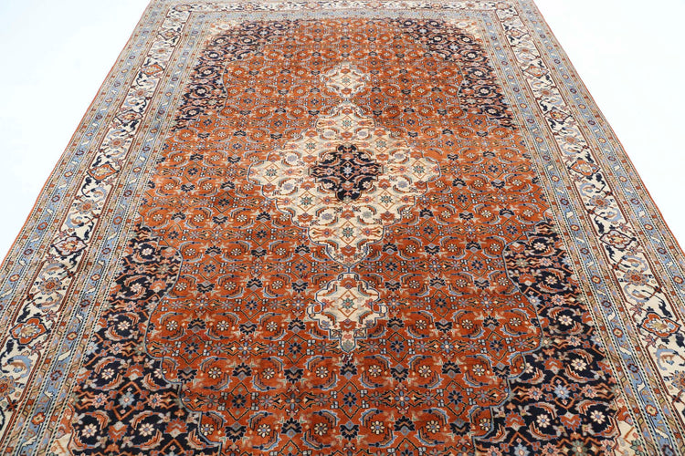 Persian Hand Knotted Bijar Bijar Wool Rug of Size 7'6'' X 10'10'' in Red and Ivory Colors - Made in Iran