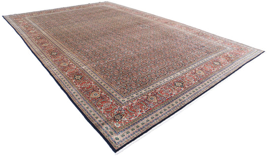 Persian Hand Knotted Bijar Bijar Wool Rug of Size 11'8'' X 18'2'' in Blue and Red Colors - Made in India