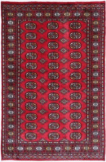 Tribal Hand Knotted Bokhara Bokhara Wool Rug of Size 4'1'' X 6'3'' in  and  Colors - Made in Pakistan