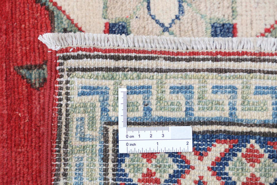 Tribal Hand Knotted Kazak Commerical Kazak Wool Rug of Size 8'2'' X 10'4'' in Red and Ivory Colors - Made in Afghanistan