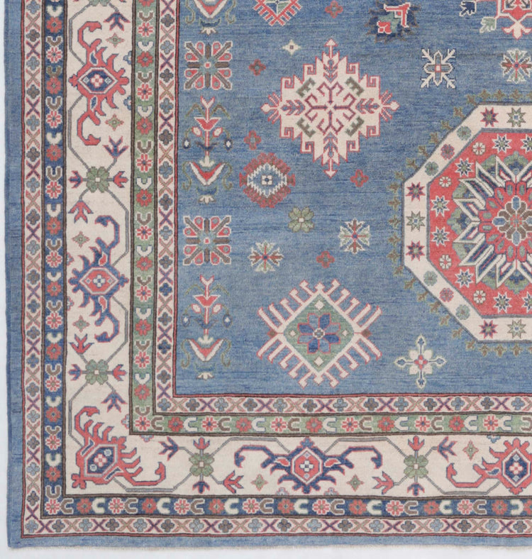 Tribal Hand Knotted Kazak Commerical Kazak Wool Rug of Size 9'1'' X 11'10'' in  and  Colors - Made in Afghanistan