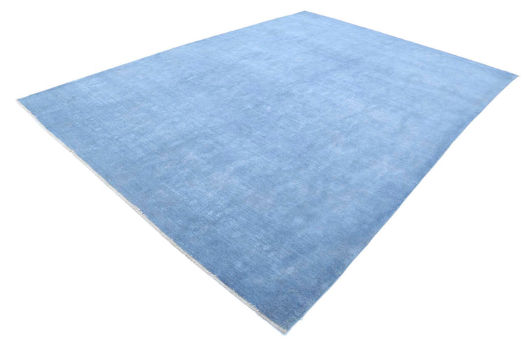 Transitional Hand Knotted Overdyed Farhan Wool Rug of Size 8'8'' X 12'0'' in Blue and  Colors - Made in Afghanistan