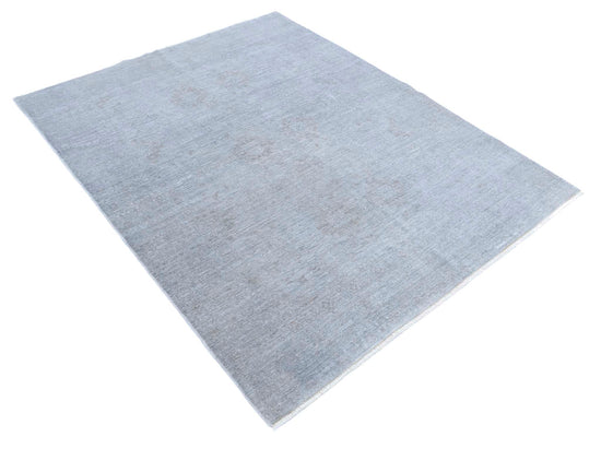 Transitional Hand Knotted Overdyed Farhan Wool Rug of Size 4'11'' X 6'3'' in Grey and Grey Colors - Made in Afghanistan